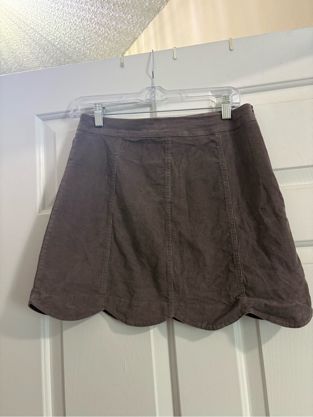 Altar'd State Scalloped Hem Corduroy Mini Skirt - Taupe